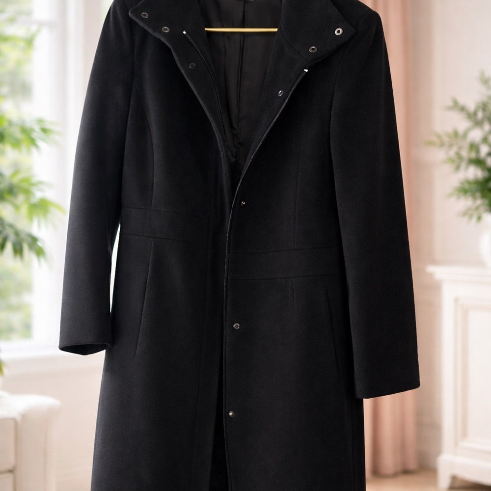 Women’s Calvin Klein Wool Blend Black Trench Coat